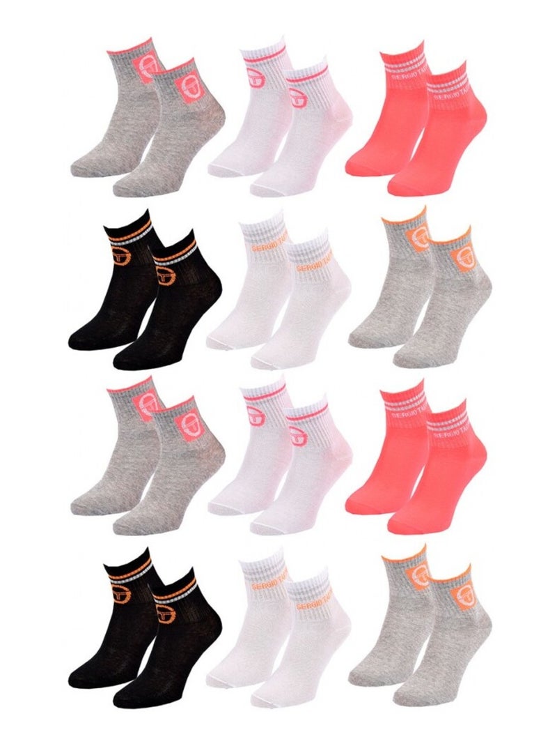 Chaussettes Femme QUARTER SERGIO TACCHINI - Pack de 12 Multicolore - Kiabi