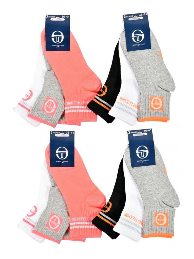 Chaussettes Femme QUARTER SERGIO TACCHINI - Pack de 12 Multicolore - Kiabi