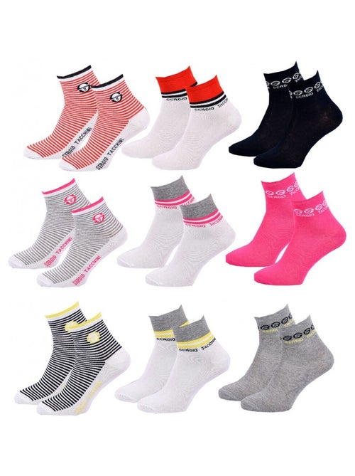Chaussettes femme quarter sergio tacchini lot de 9 - pack de 9 - Kiabi Chaussettes femme quarter sergio tacchini lot de 9 - pack de 9 - Kiabi