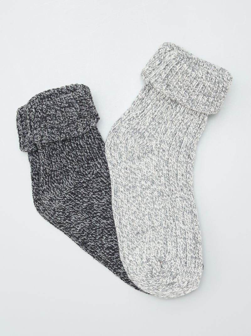 Chaussettes hautes - lot de 2 Gris - Kiabi