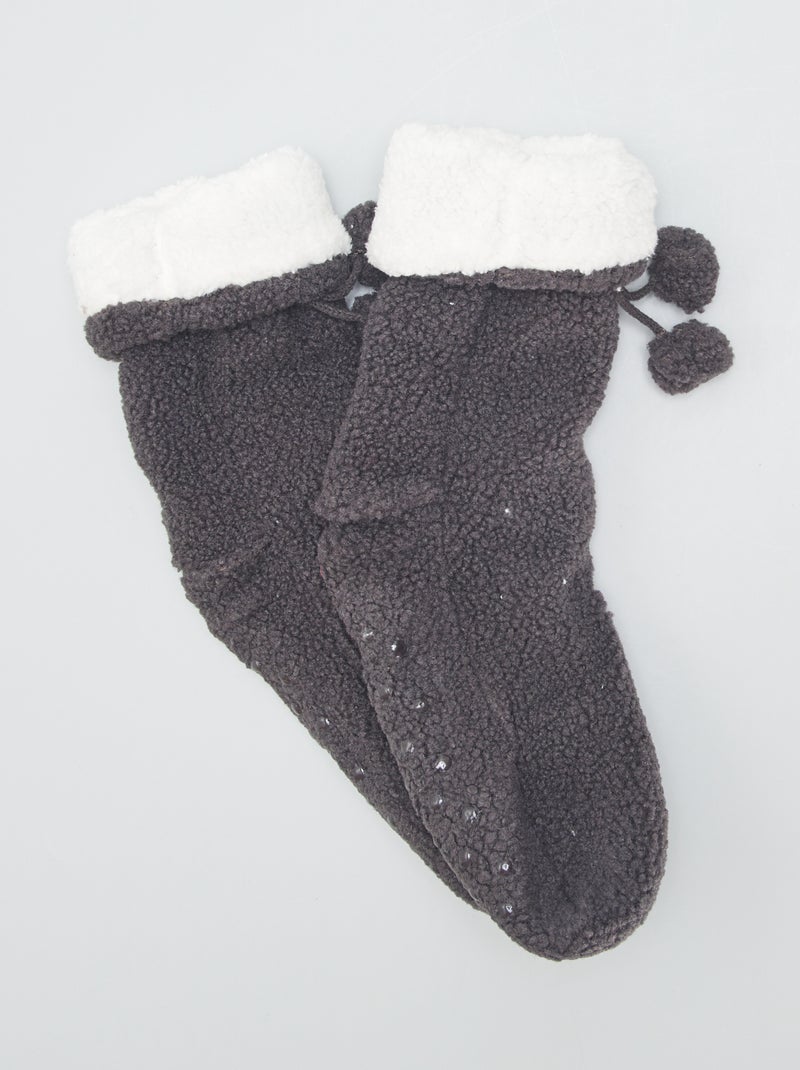 Chaussettes hautes fourrées effet moutonné Gris - Kiabi