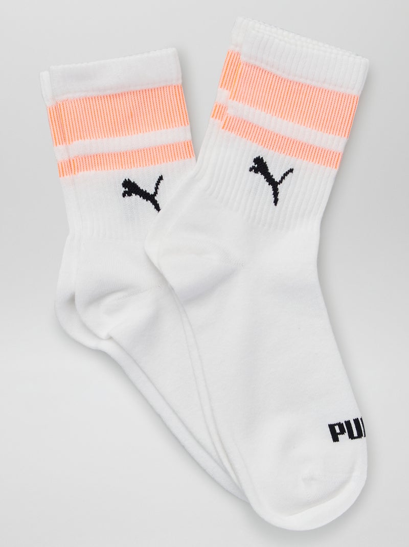 Chaussettes hautes 'Puma' - Lot de 2 Blanc/orange - Kiabi