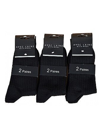 Chaussettes homme avec laine vendues en pack confort et chaleur - pack de 6