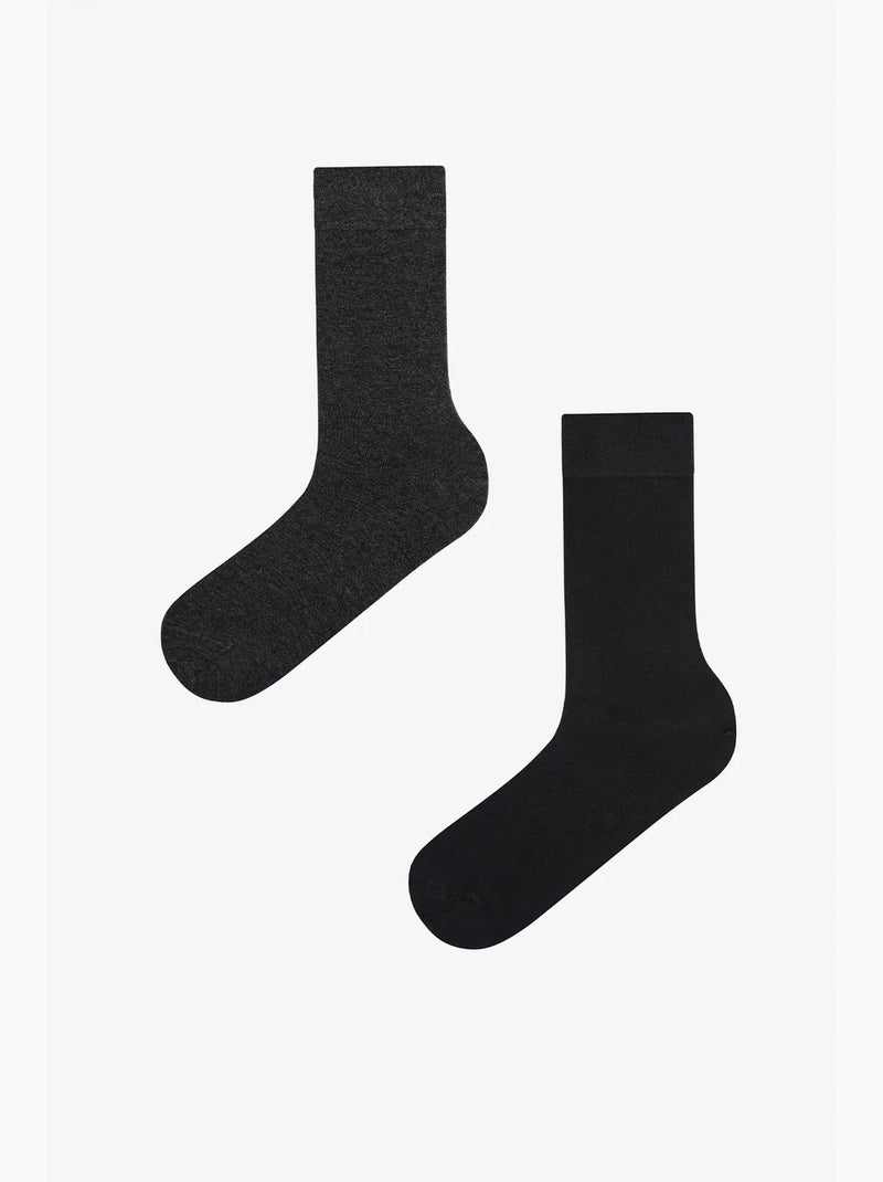 Chaussettes homme en bambou, lot de 2 penti Gris Noir - Kiabi