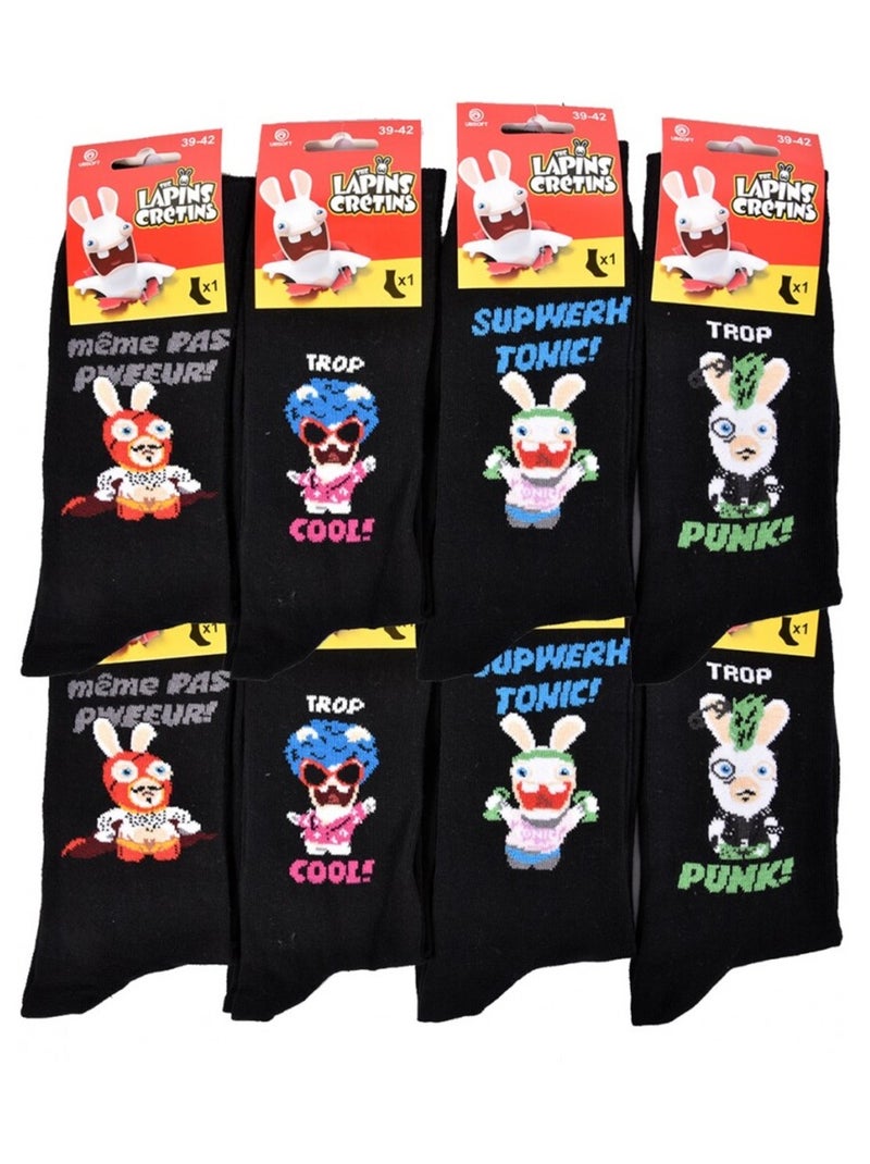 Chaussettes HOMME Licence PACK DE 12 paires Lapins crétins Noir Multicolore Noir - Kiabi