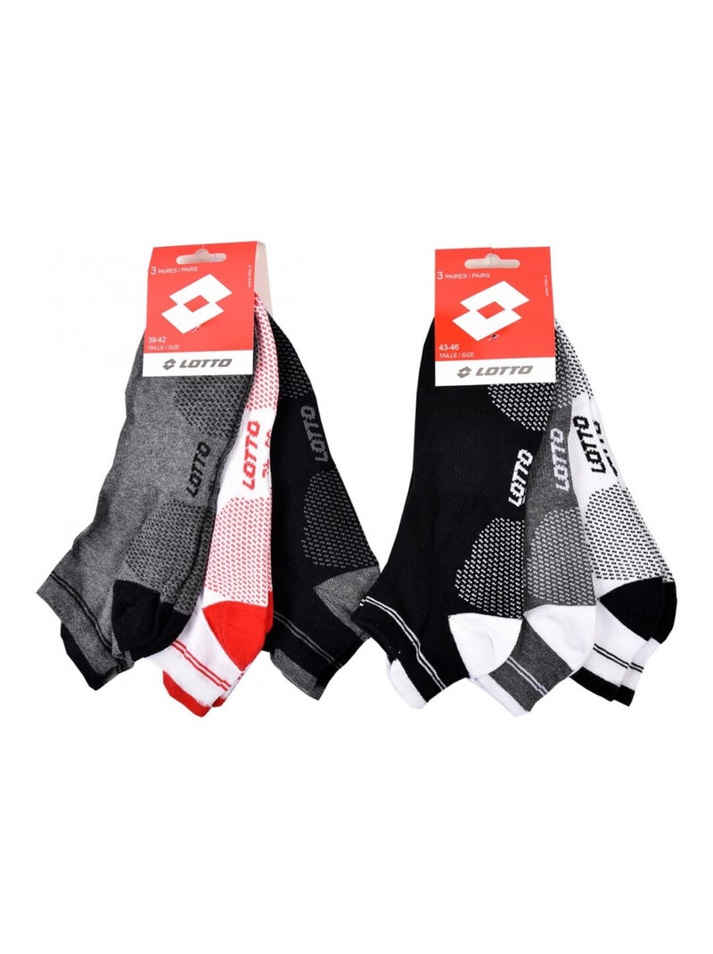 Chaussettes Homme LOTTO - Pack de 6 Noir Blanc Gris Rouge - Kiabi