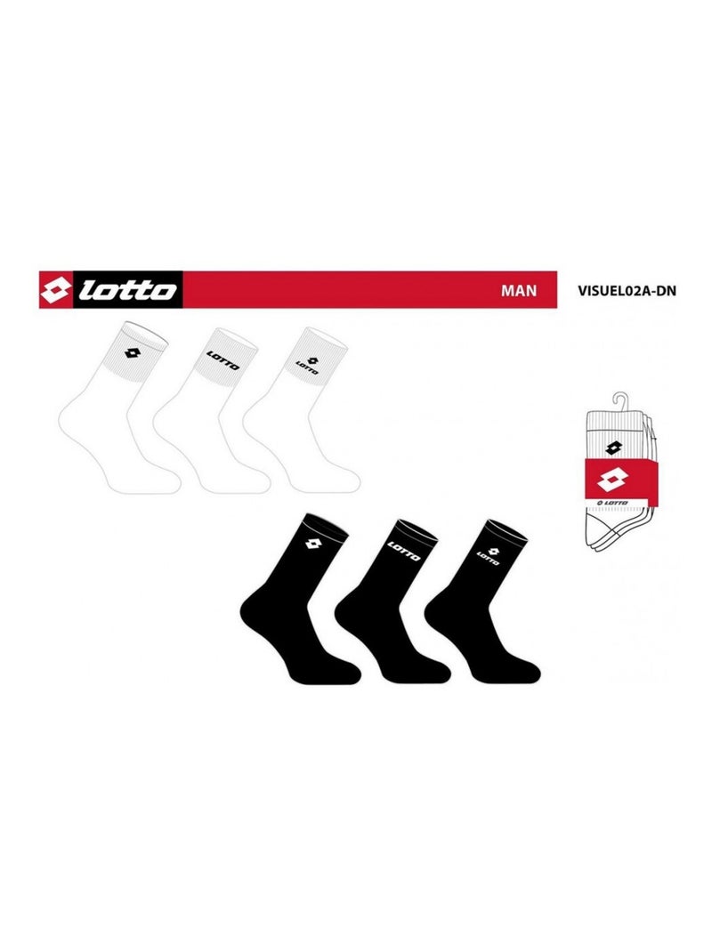 Chaussettes homme lotto - pack de 6 Noir Blanc Noir - Kiabi