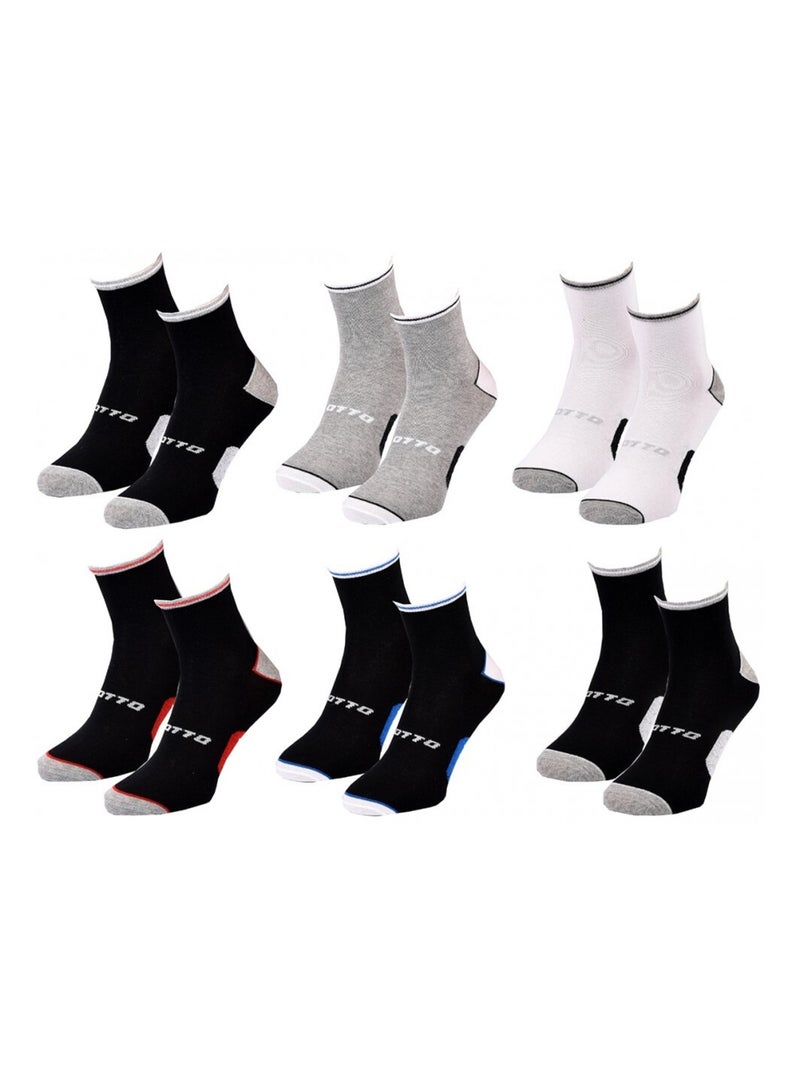 Chaussettes homme lotto - pack de 6 Noir Gris anthracite Blanc - Kiabi