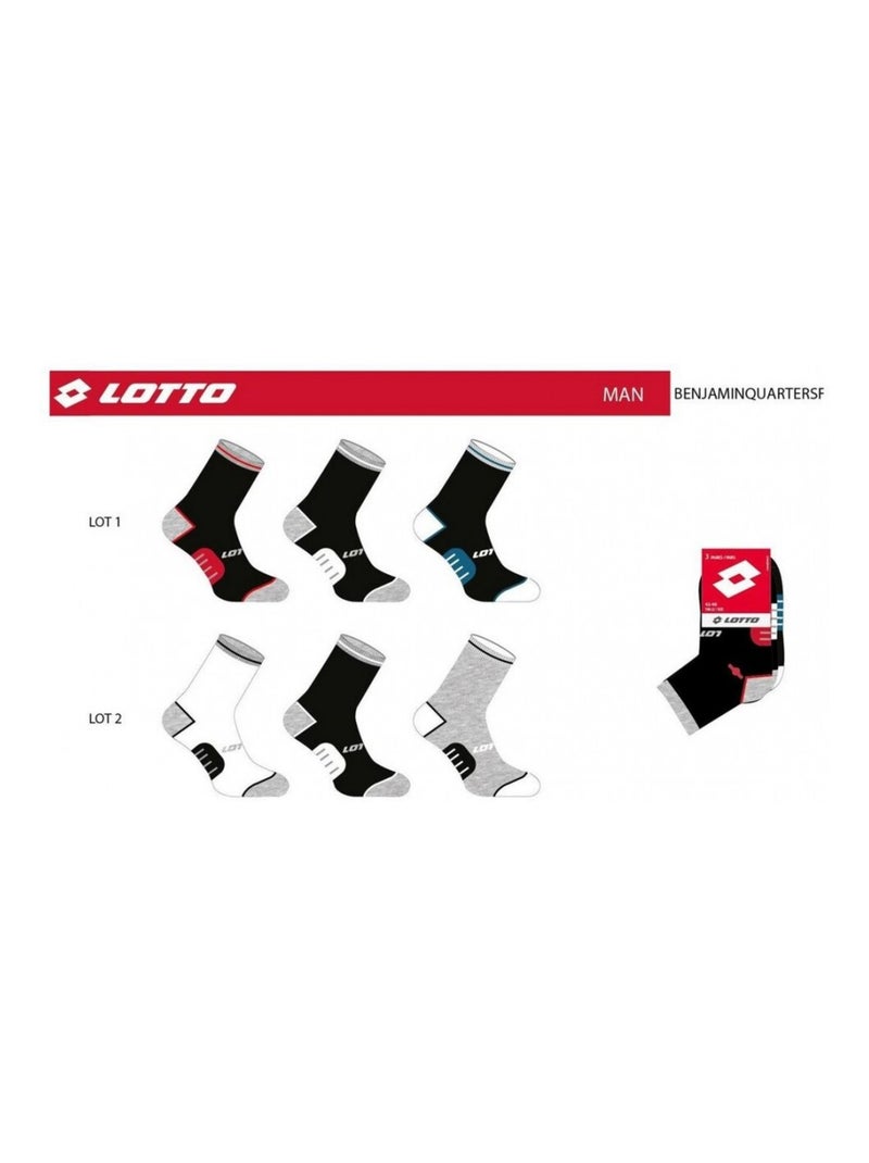 Chaussettes homme lotto - pack de 6 Noir Gris anthracite Blanc - Kiabi
