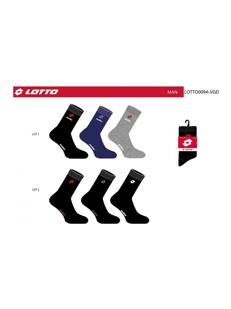 Chaussettes homme lotto - pack de 6 Noir Gris anthracite Bleu - Kiabi