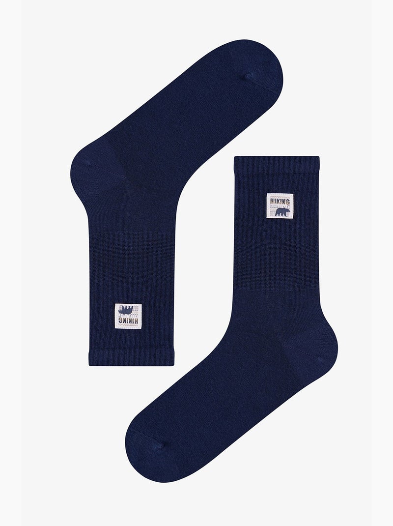 Chaussettes homme mi-mollet à motif slogan dual shade, lot de 2 penti Bleu Beige - Kiabi