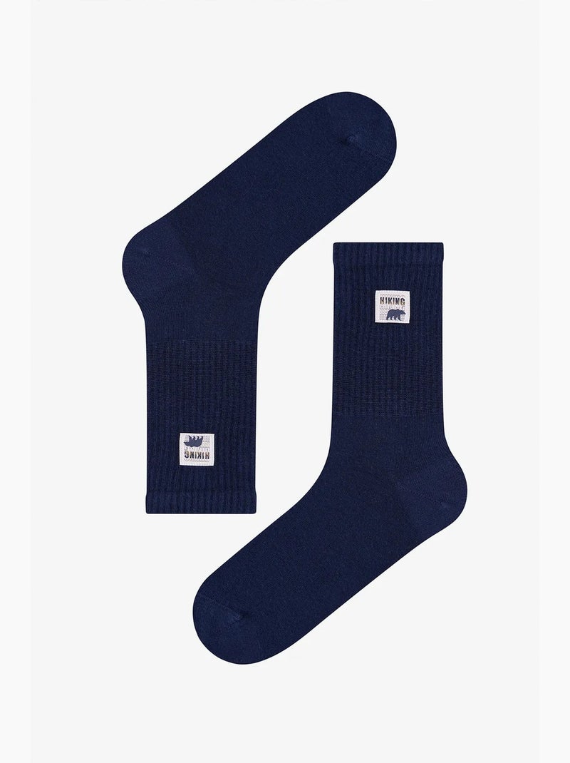 Chaussettes homme mi-mollet à motif slogan dual shade, lot de 2 penti Bleu Beige - Kiabi