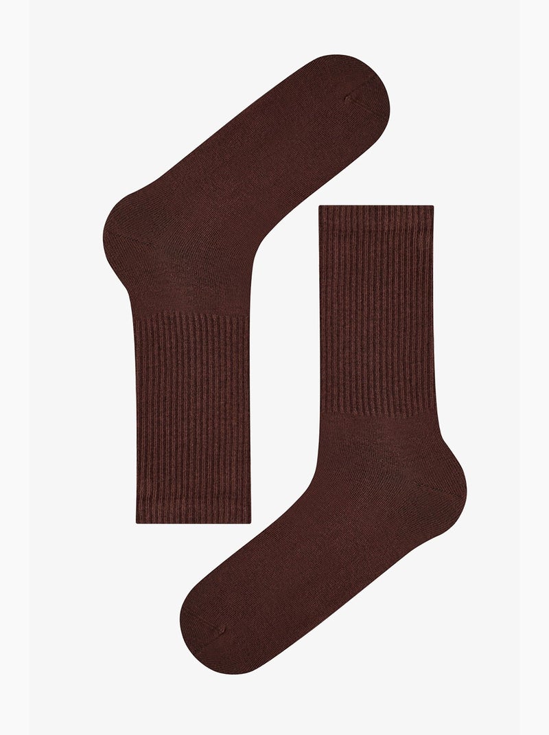 Chaussettes homme mi-mollet à slogan contrasté, paire penti Marron chocolat - Kiabi