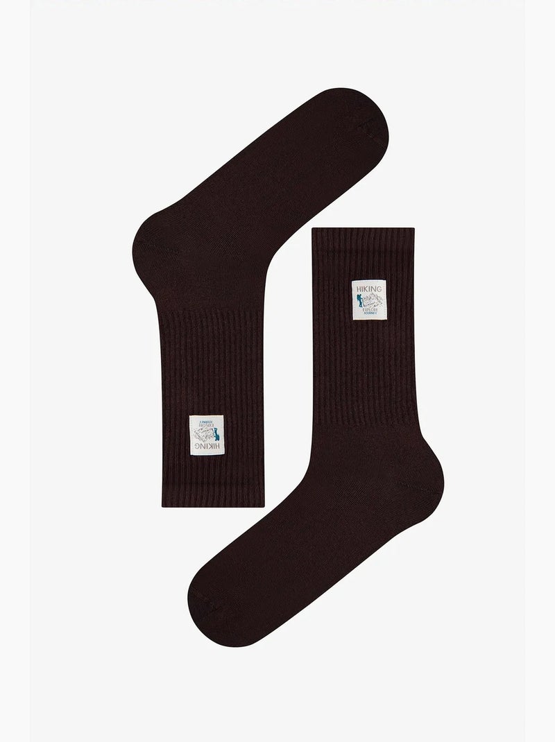 Chaussettes homme mi-mollet à slogan contrasté, paire penti Marron chocolat - Kiabi