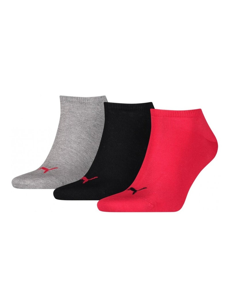 Chaussettes homme PUMA SNEAKER - Pack de 3 Gris Rouge Noir - Kiabi