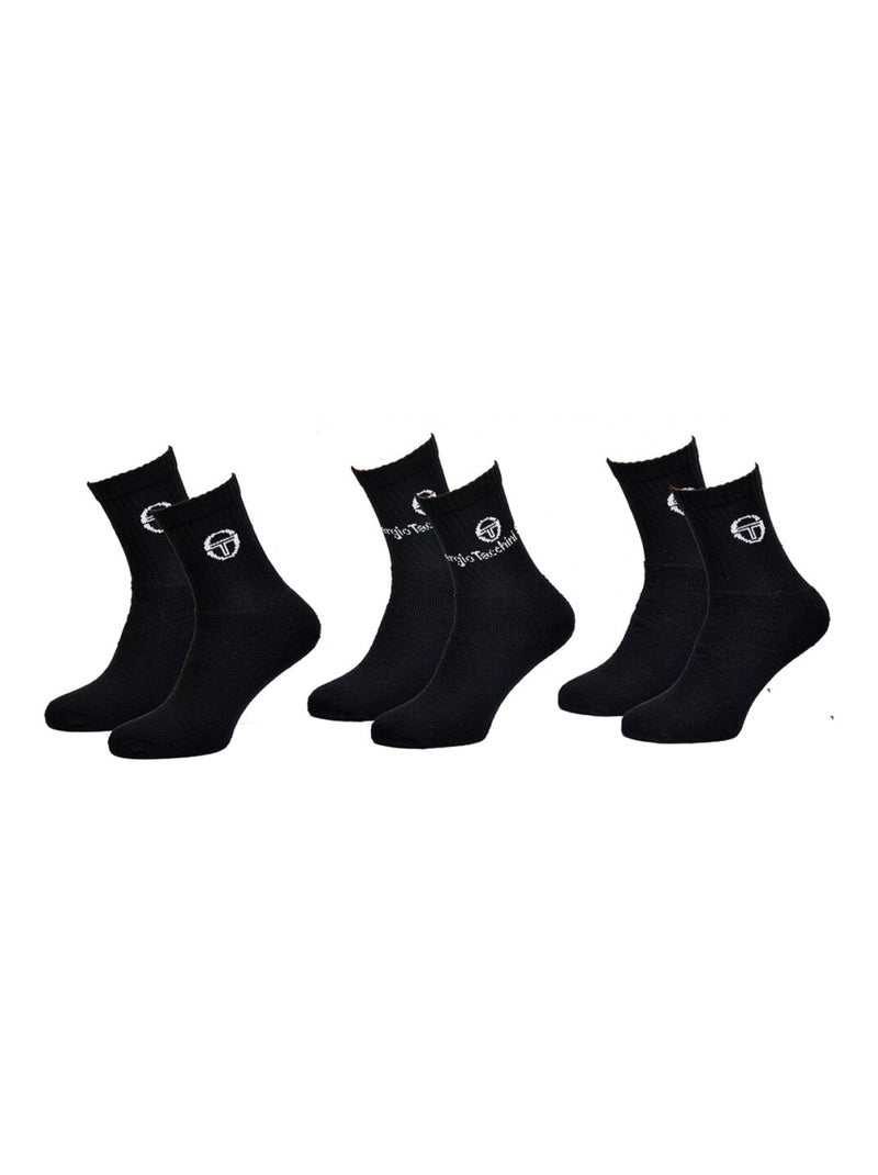 Chaussettes homme Sergio Tacchini Tennis - Pack de 6 Noir - Kiabi