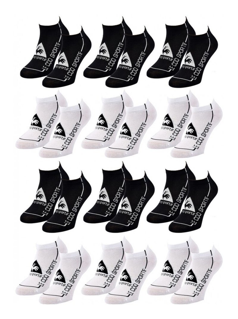 Chaussettes homme sneaker le coq sportif - pack de 12 Noir Blanc Blanc - Kiabi