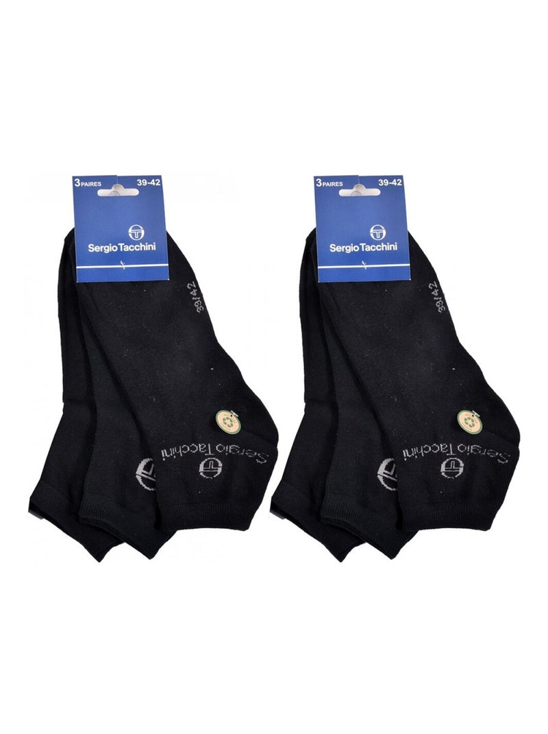 Chaussettes Homme VILLE SERGIO TACCHINI Lot de 6 QUARTER - Pack de 6 Noir - Kiabi