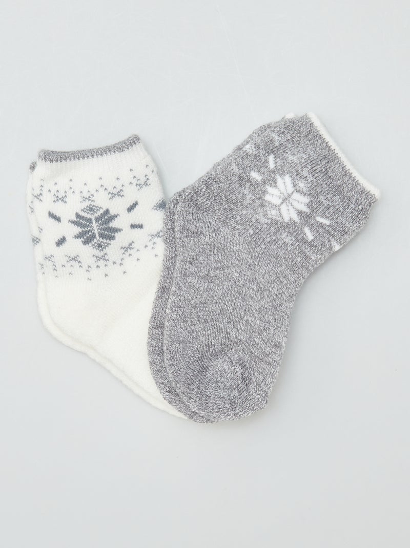 Chaussettes isolantes - lot de 2 Blanc/gris - Kiabi