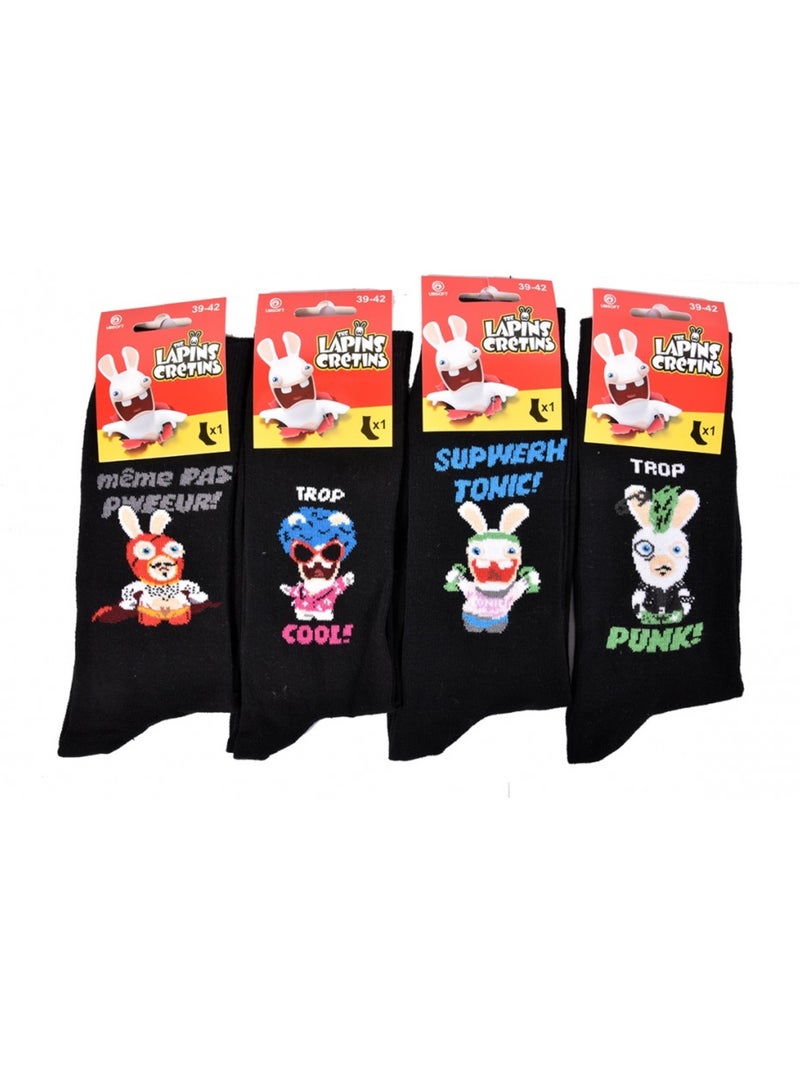 Chaussettes Lapins Crétins - Pack de 4 Multicolore - Kiabi