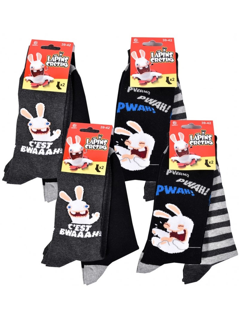 Chaussettes Lapins Crétins - Pack de 6 Multicolore - Kiabi