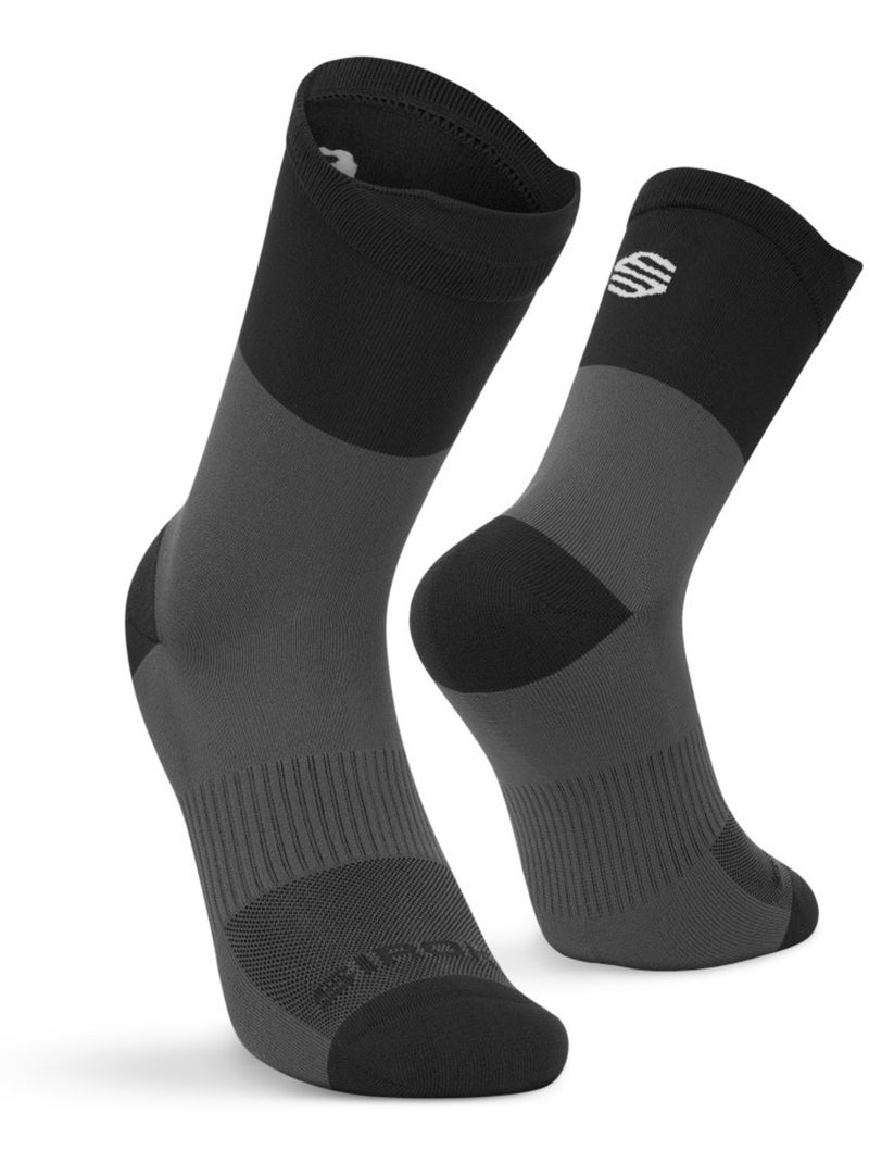 Chaussettes mi-hautes trail running randonnée homme et femme pindos Noir - Kiabi