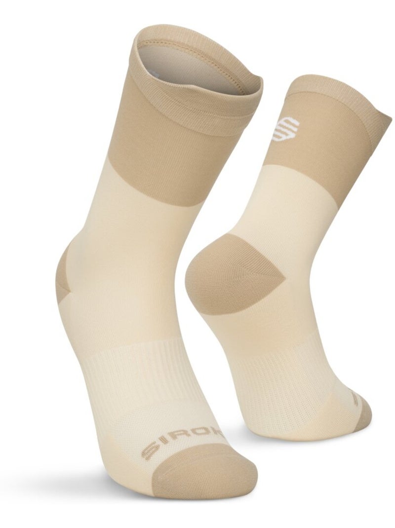 Chaussettes mi-hautes trail running randonnée homme et femme pindos stone Beige - Kiabi