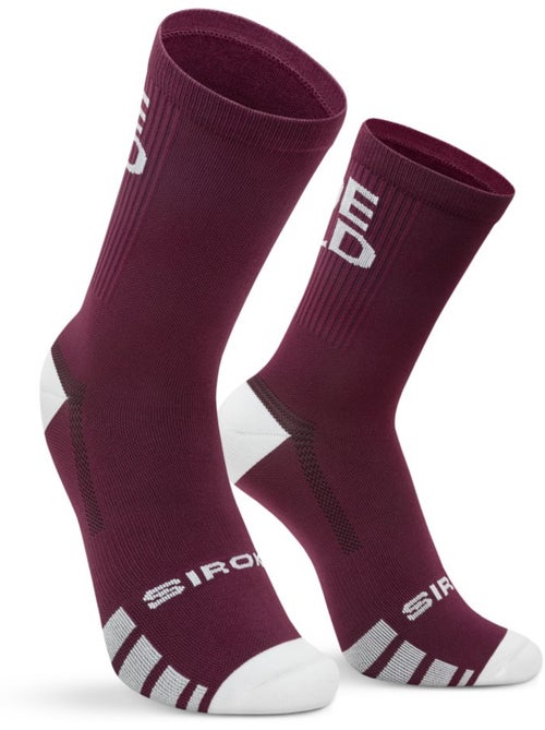 Chaussettes mi-mollet cyclisme gravel cyclisme homme et femme gs2 burgundy - Kiabi