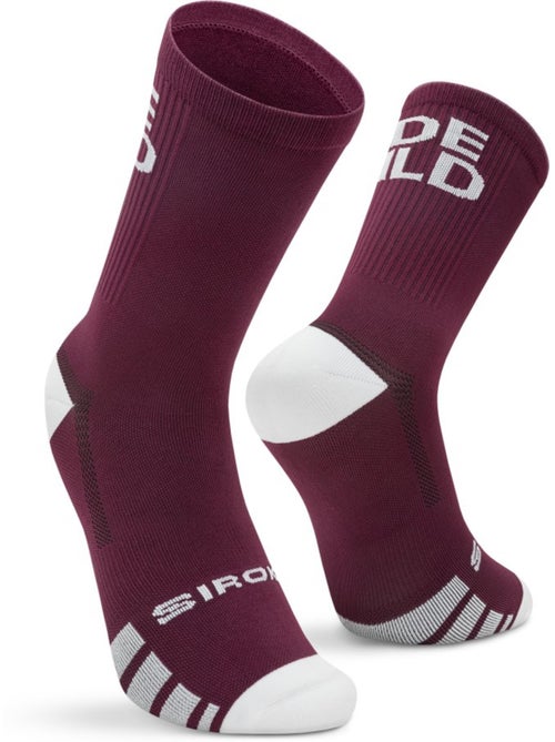 Chaussettes mi-mollet cyclisme gravel cyclisme homme et femme gs2 burgundy - Kiabi