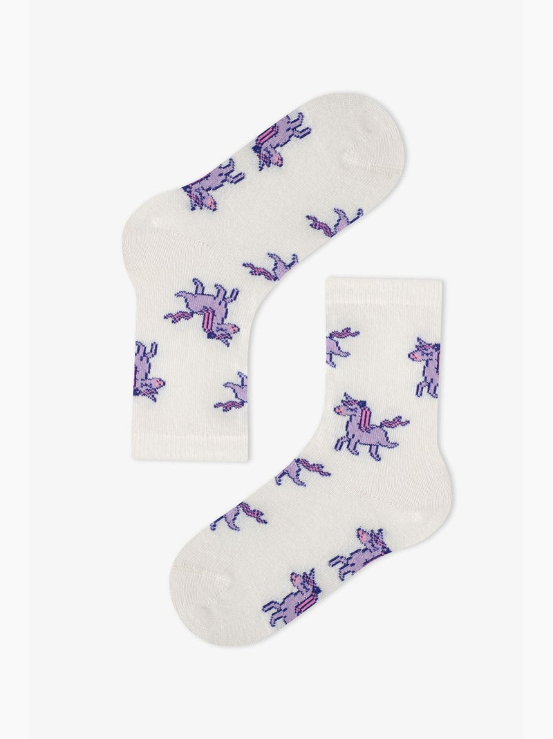 Chaussettes mi-mollet fille loving unicorn, paire penti Rose - Kiabi