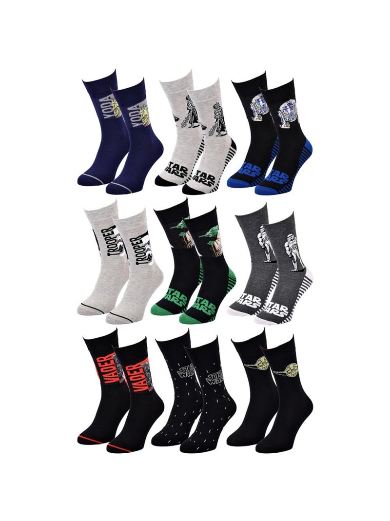 Chaussettes Pack Cadeaux Homme LICENCE - Pack de 9 Noir Multicolore Bleu - Kiabi