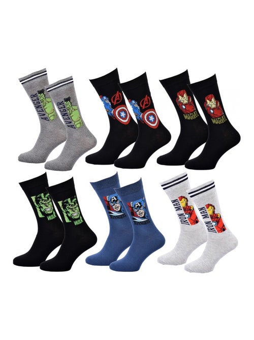 Chaussettes Pack Cadeaux Homme MARVEL AVENGERS - Pack de 6 - Kiabi Chaussettes Pack Cadeaux Homme MARVEL AVENGERS - Pack de 6 - Kiabi