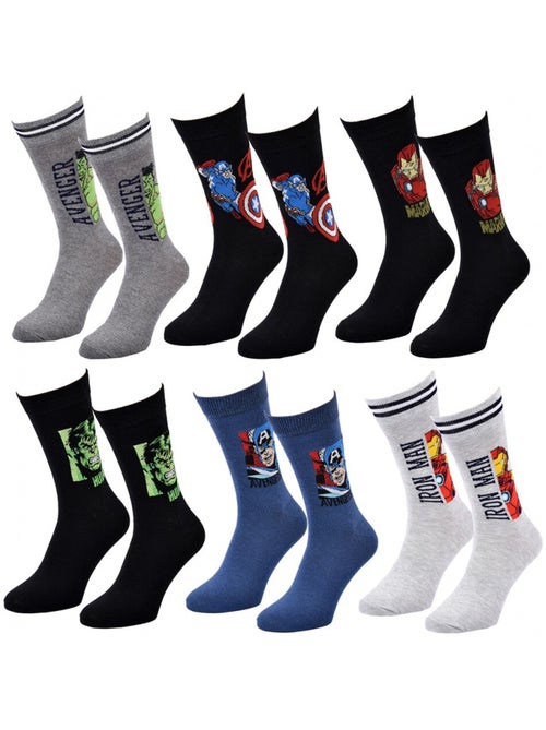 Chaussettes Pack Cadeaux Homme MARVEL AVENGERS - Pack de 6 - Kiabi Chaussettes Pack Cadeaux Homme MARVEL AVENGERS - Pack de 6 - Kiabi