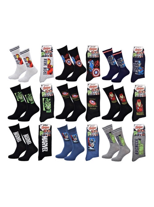 Chaussettes Pack Cadeaux Homme MARVEL AVENGERS - Pack de 9 - Kiabi Chaussettes Pack Cadeaux Homme MARVEL AVENGERS - Pack de 9 - Kiabi