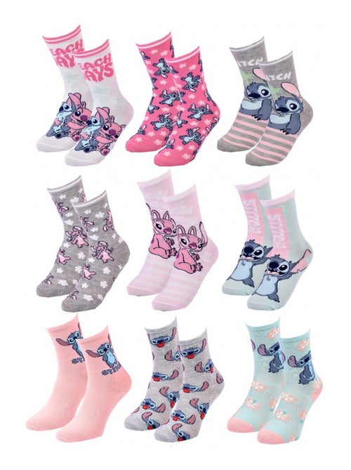 Chaussettes Pack Fille DISNEY LILO ET STITCH Pack de 9 - Kiabi Chaussettes Pack Fille DISNEY LILO ET STITCH Pack de 9 - Kiabi