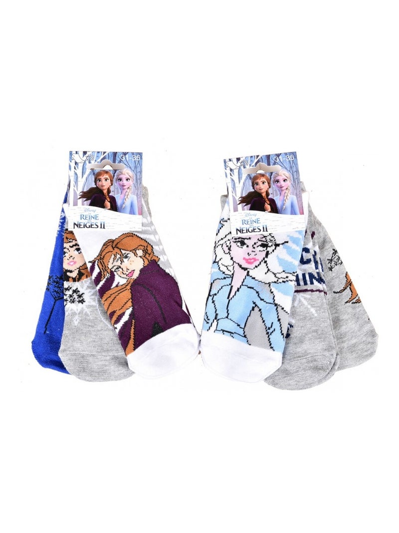 Chaussettes Pack Fille LA REINE DES NEIGES - Pack de 9 Gris Rose clair Bleu - Kiabi