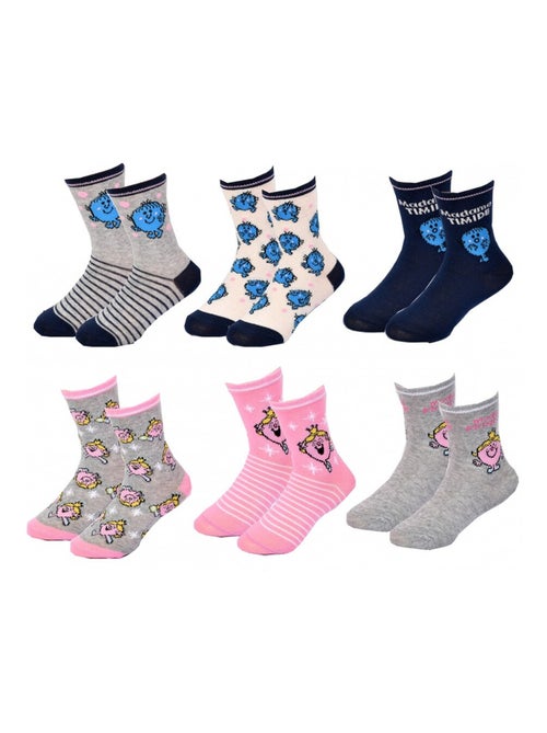 Chaussettes Pack Fille MONSIEUR MADAME - Pack de 6 - Kiabi Chaussettes Pack Fille MONSIEUR MADAME - Pack de 6 - Kiabi