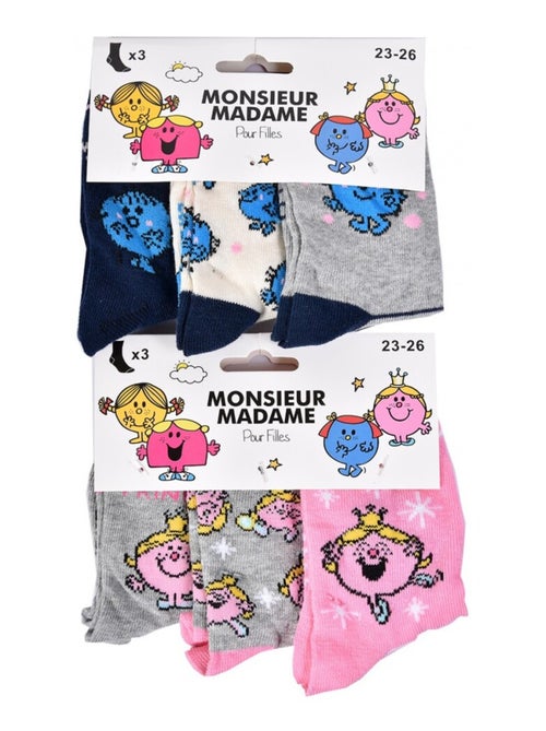 Chaussettes Pack Fille MONSIEUR MADAME - Pack de 6 - Kiabi Chaussettes Pack Fille MONSIEUR MADAME - Pack de 6 - Kiabi