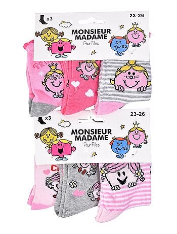 Chaussettes Pack Fille MONSIEUR MADAME - Pack de 6