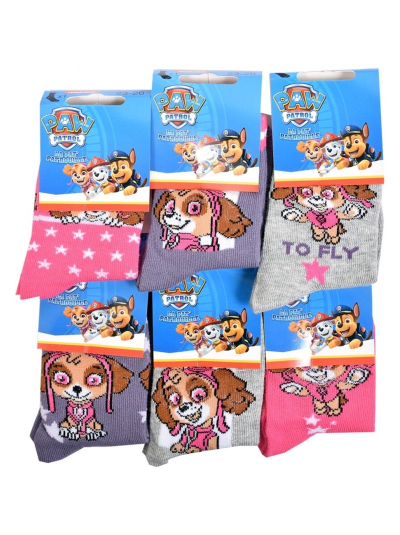 Chaussettes Pack Fille PAT PATROUILLE - Pack de 6 Gris Rose foncé Gris - Kiabi