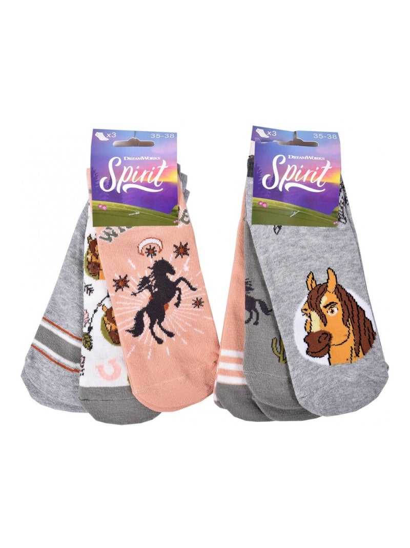Chaussettes Pack Fille SPIRIT - Pack de 9 Gris Rose foncé Gris - Kiabi