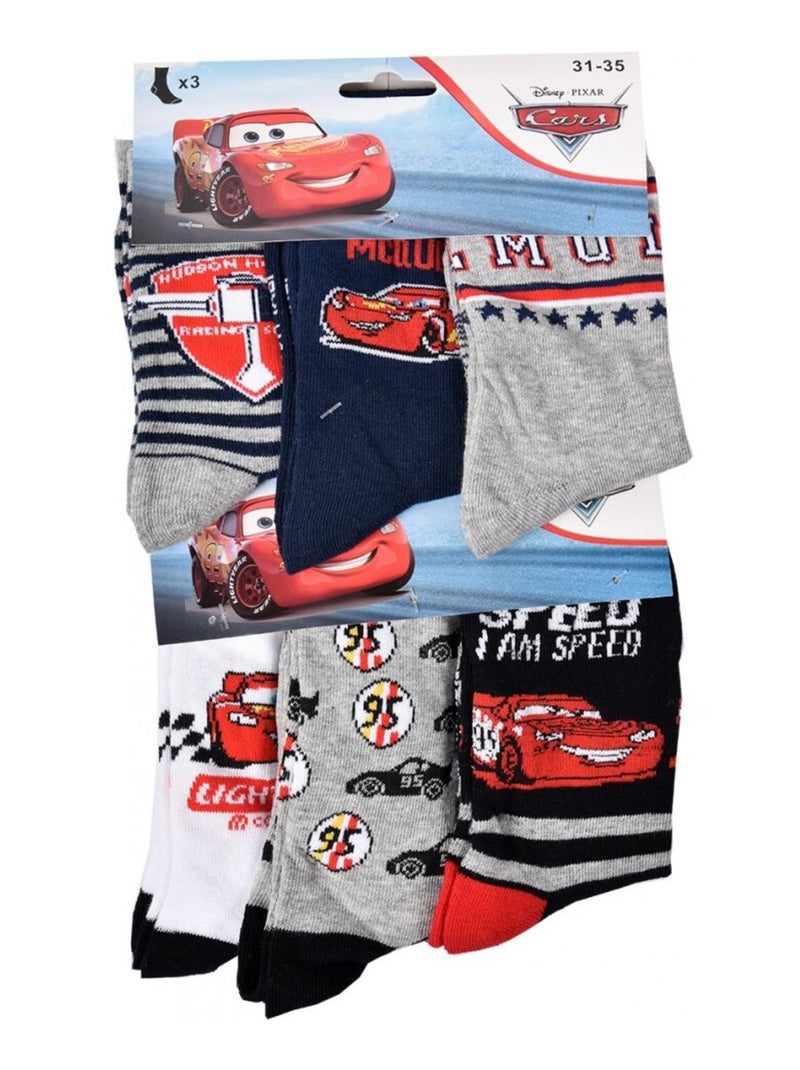 Chaussettes Pack Garçon CARS - Pack de 9 Gris Rouge Blanc - Kiabi