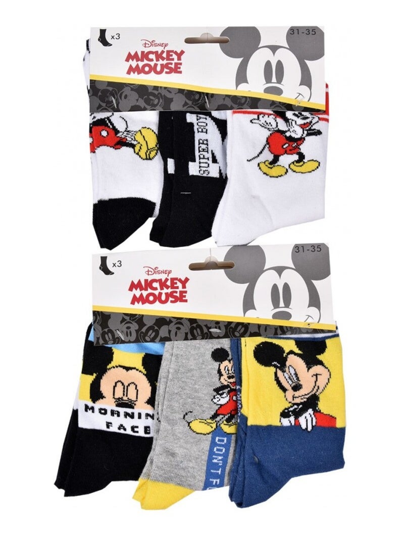 Chaussettes Pack Garçon DISNEY MICKEY MOUSE - Pack de 6 Blanc Multicolore Noir - Kiabi