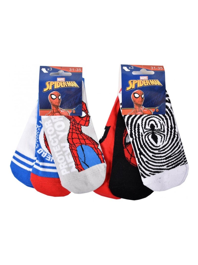 Chaussettes Pack Garçon DISNEY SPIDERMAN - Pack de 6 Blanc Multicolore Noir - Kiabi