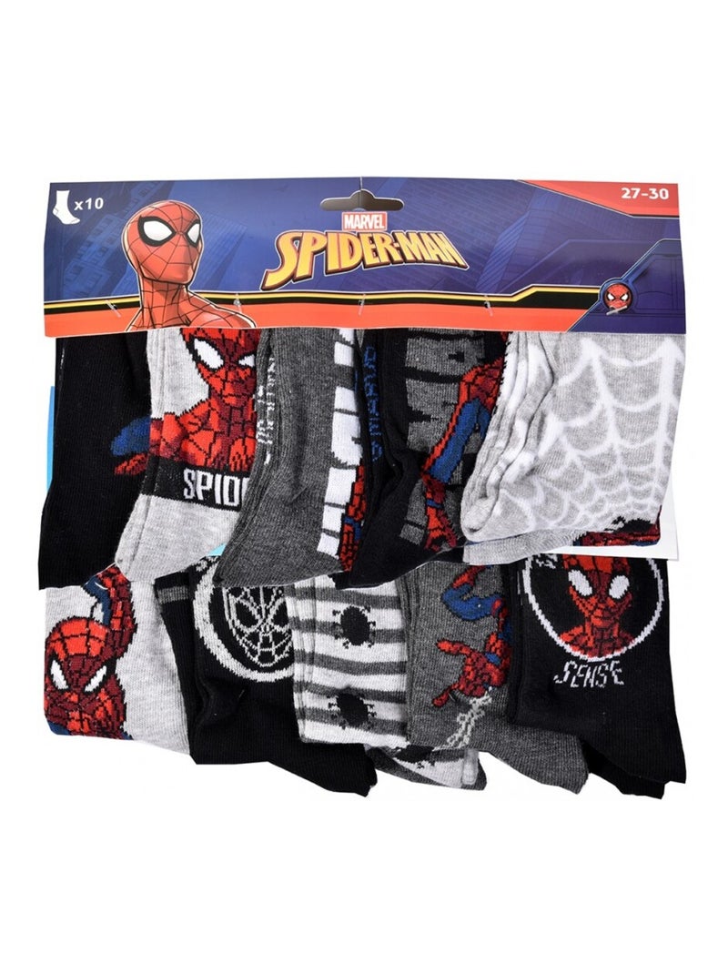 Chaussettes Pack Garçon DISNEY SPIDERMAN - Pack de 9 Bleu Multicolore Gris - Kiabi