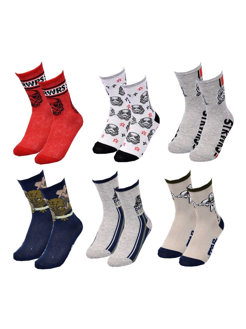 Chaussettes Pack Garçon DISNEY STAR WARS Pack de 6 Paires Blanc Rouge Bleu - Kiabi