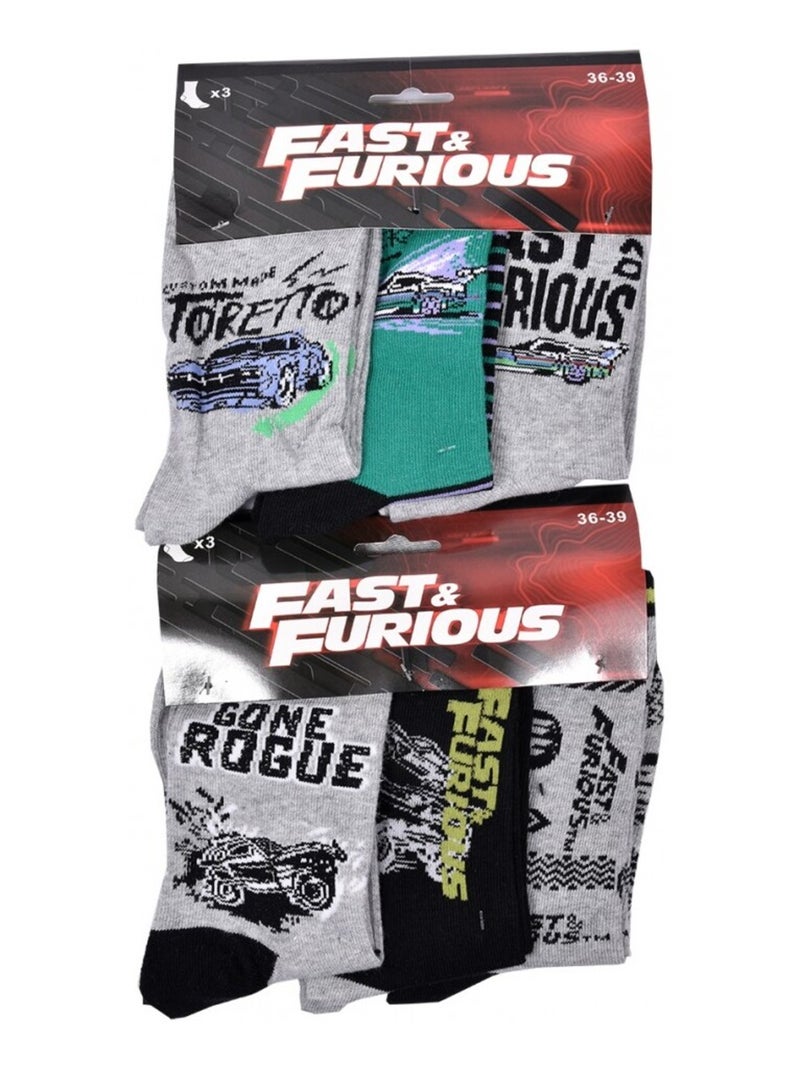 Chaussettes Pack Garçon FAST AND FURIOUS - Pack de 9 Gris Noir Gris - Kiabi