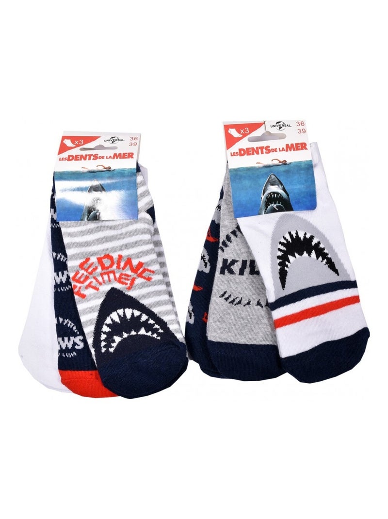 Chaussettes Pack Garçon JAWS - Pack de 6 Noir Blanc Gris Rouge - Kiabi