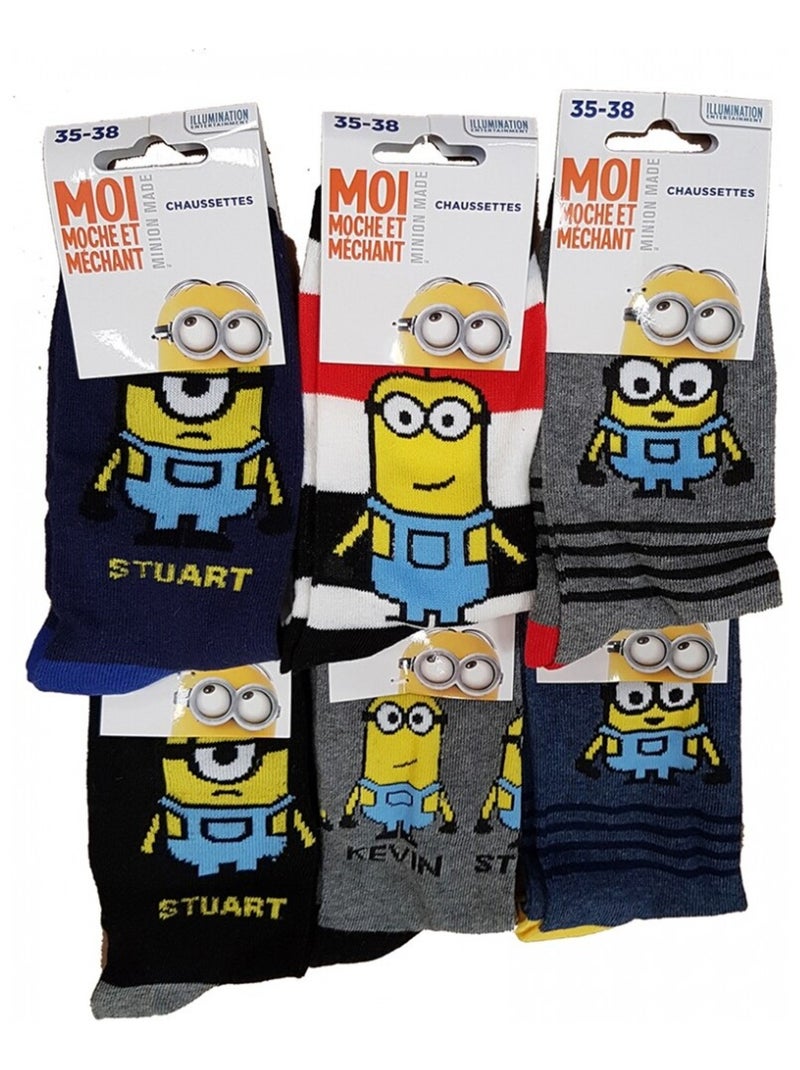 Chaussettes Pack Garçon LES MINIONS - Pack de 9 Gris Jaune Noir - Kiabi