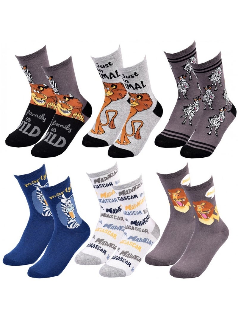Chaussettes Pack Garçon MADAGASCAR - Pack de 6 Gris Gris anthracite Noir - Kiabi